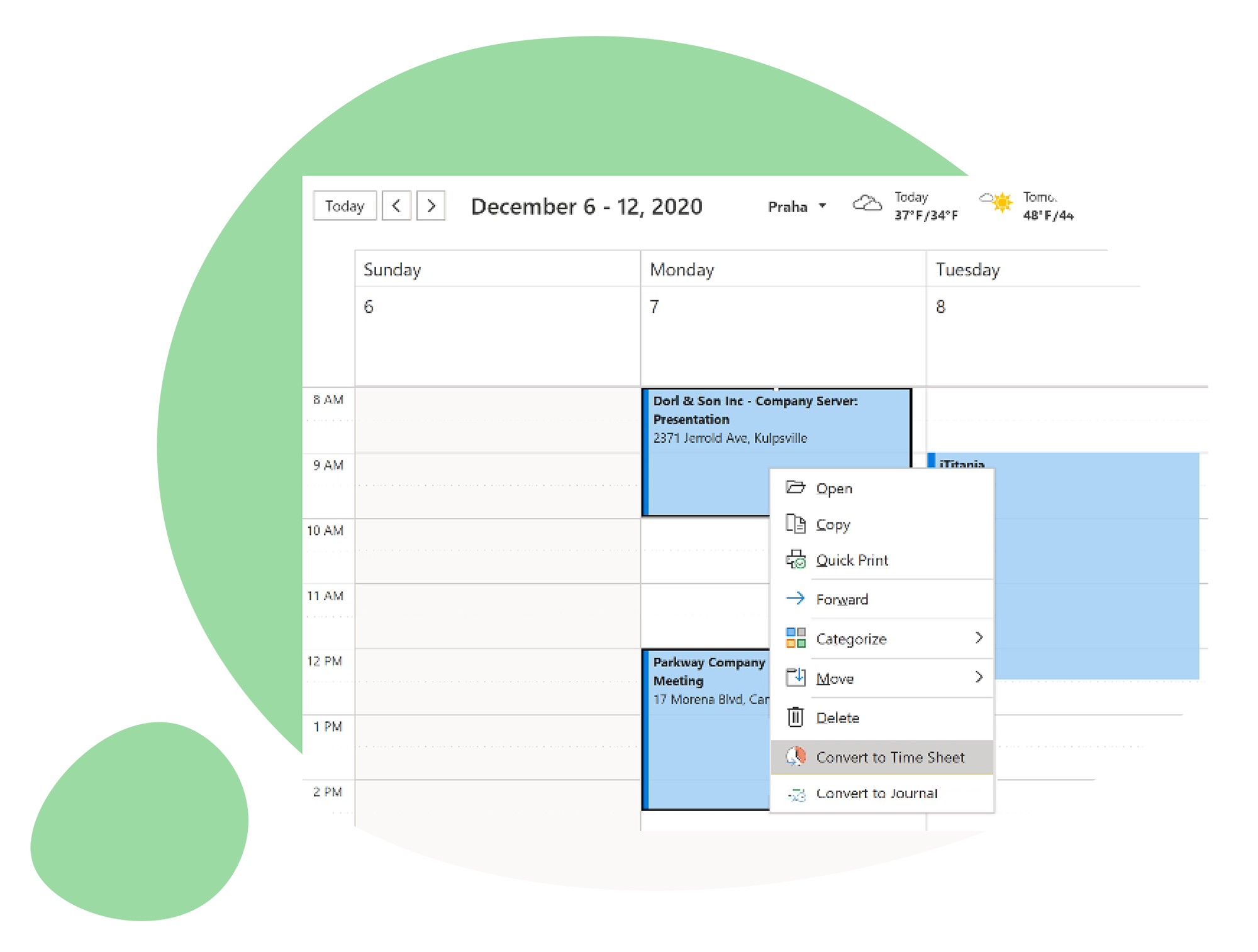 Calendar Convert to Project Green