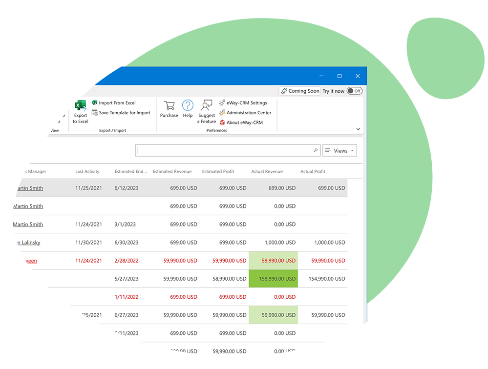 Projects Conditional Formatting Green