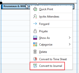 Convert Event to Journal