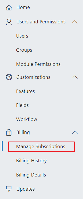 Purchase in Administration Settings