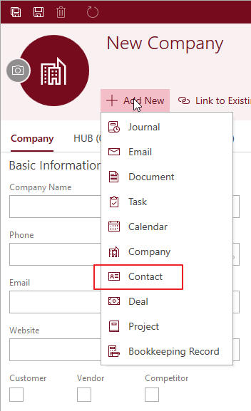 Add New Contact to Company