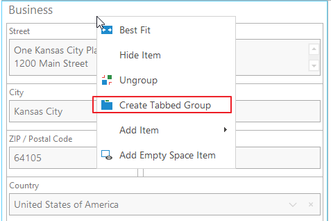 Create Tabbed Group