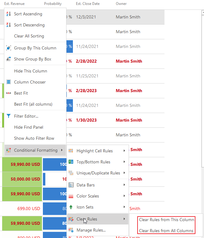 Delete Conditional Formatting