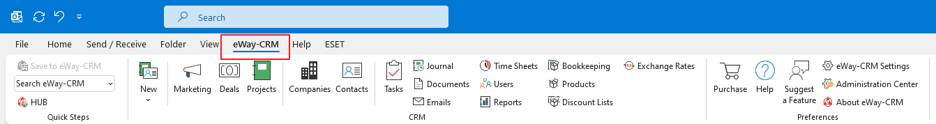 eWay-CRM Ribbon