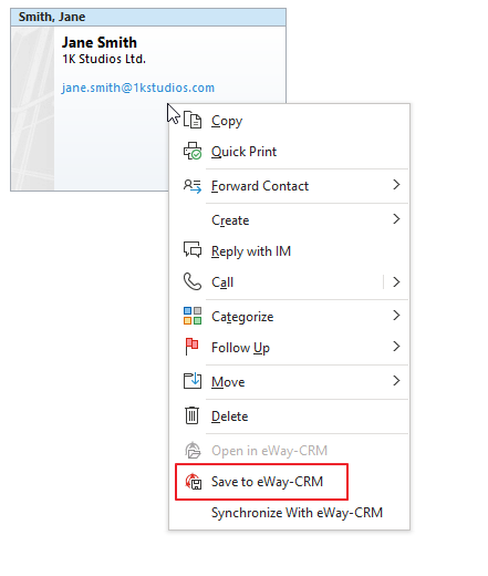 Save Contact to eWay-CRM