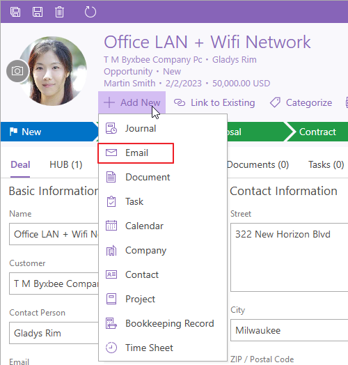 Add New Email on Deal