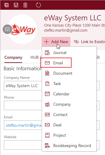 Add Email on Company