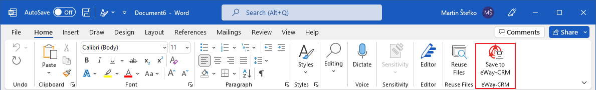 Save Word Document to eWay-CRM