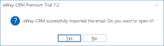 Email Import Confirmation Dialog