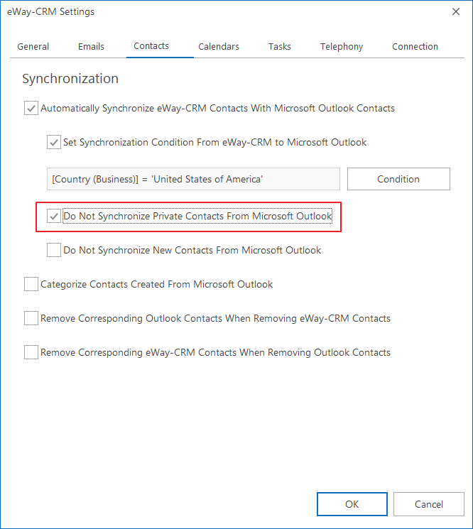 Do Not Synchronize Private Contacts