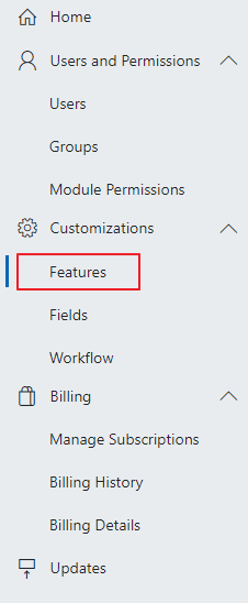 Features in Administration Settings