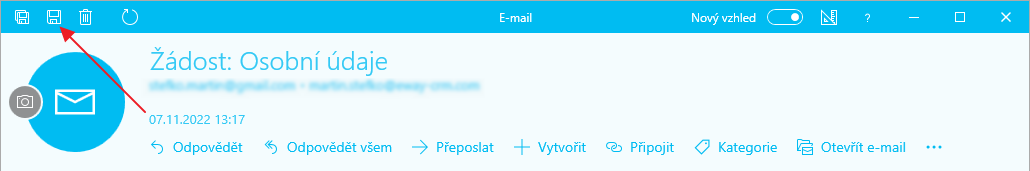 Ulož a zavři e-mail