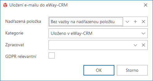 Dialog uložení e-mailu