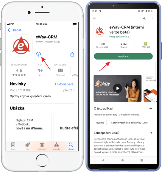 Instalovat eWay-CRM Mobile