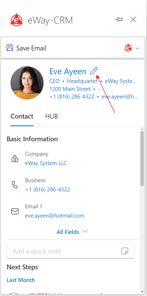 Upravit položku v eWay-CRM pro Microsoft 365