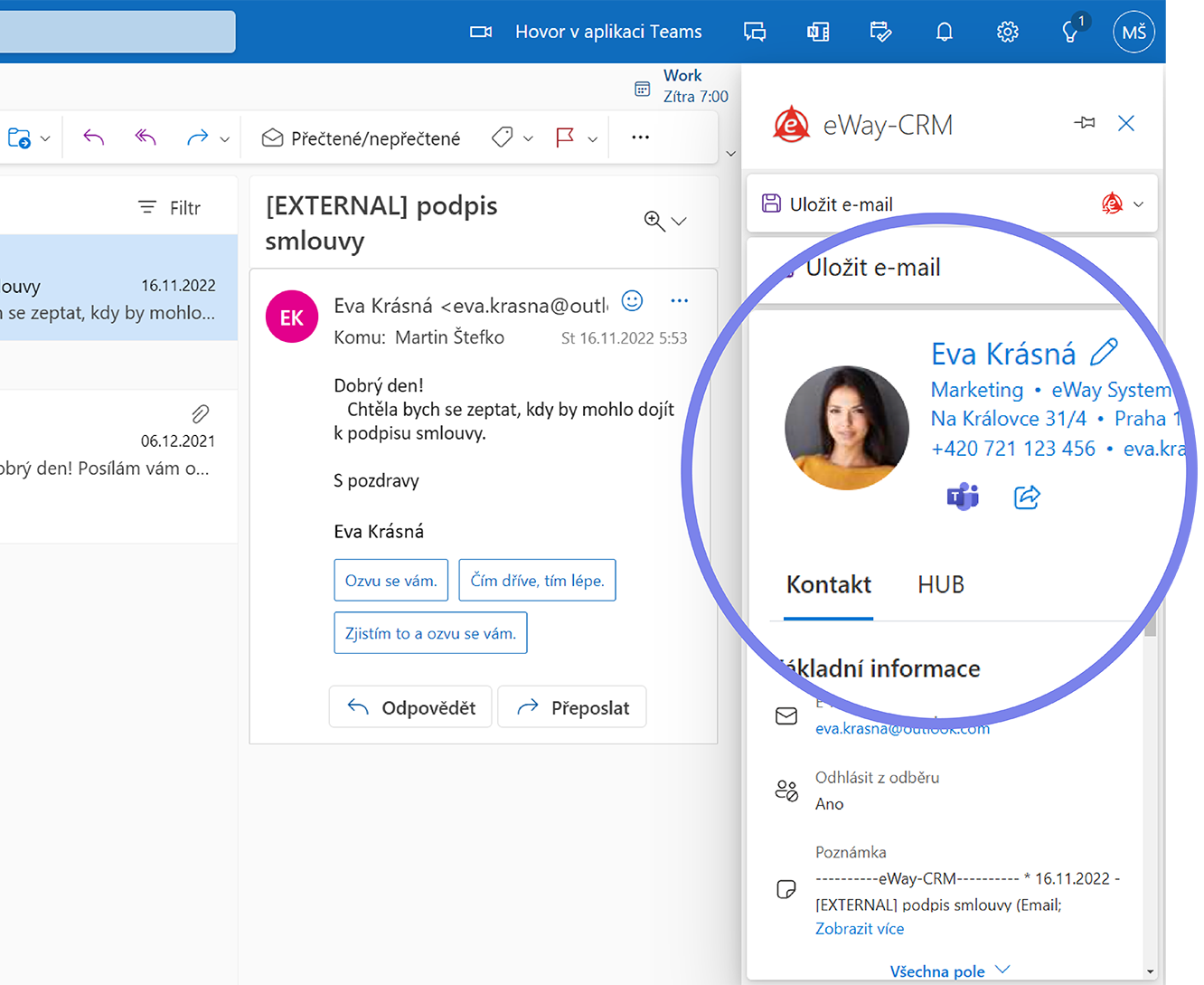 Integrace eWay-CRM s Microsoft Teams