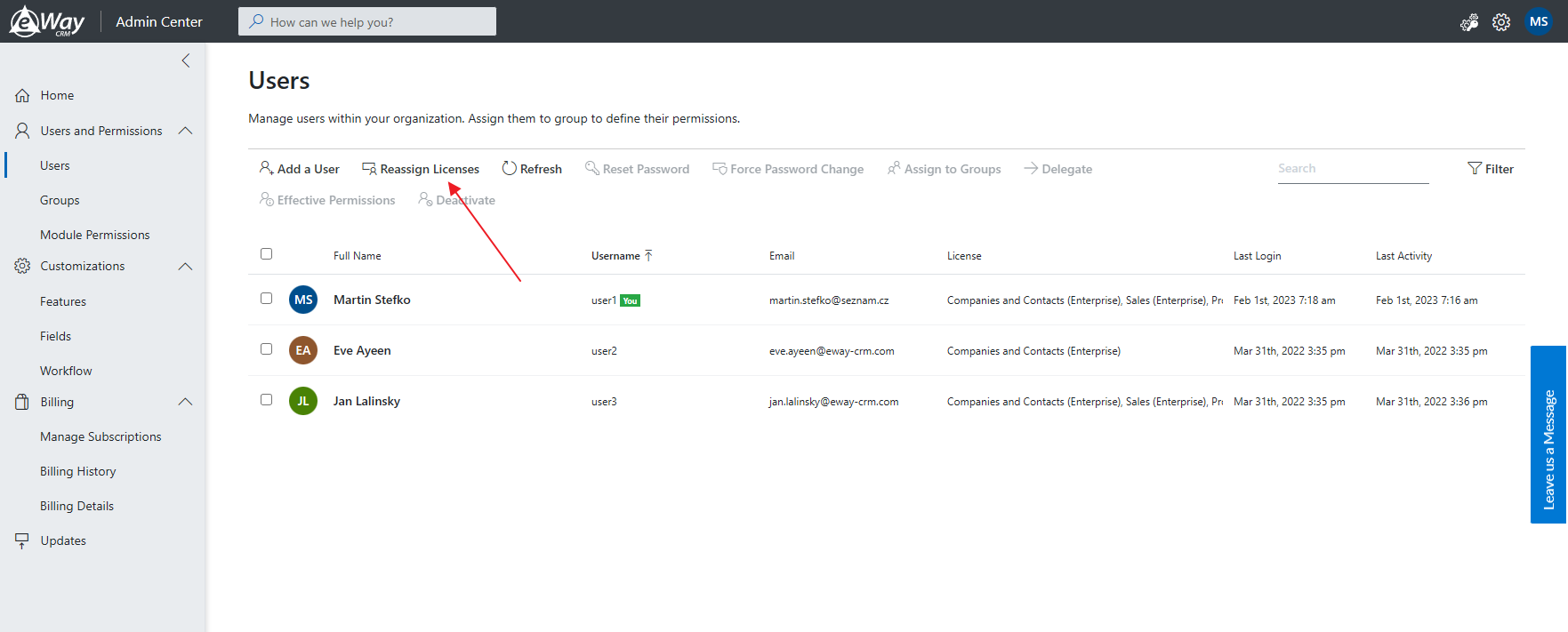 Reassign Licenses