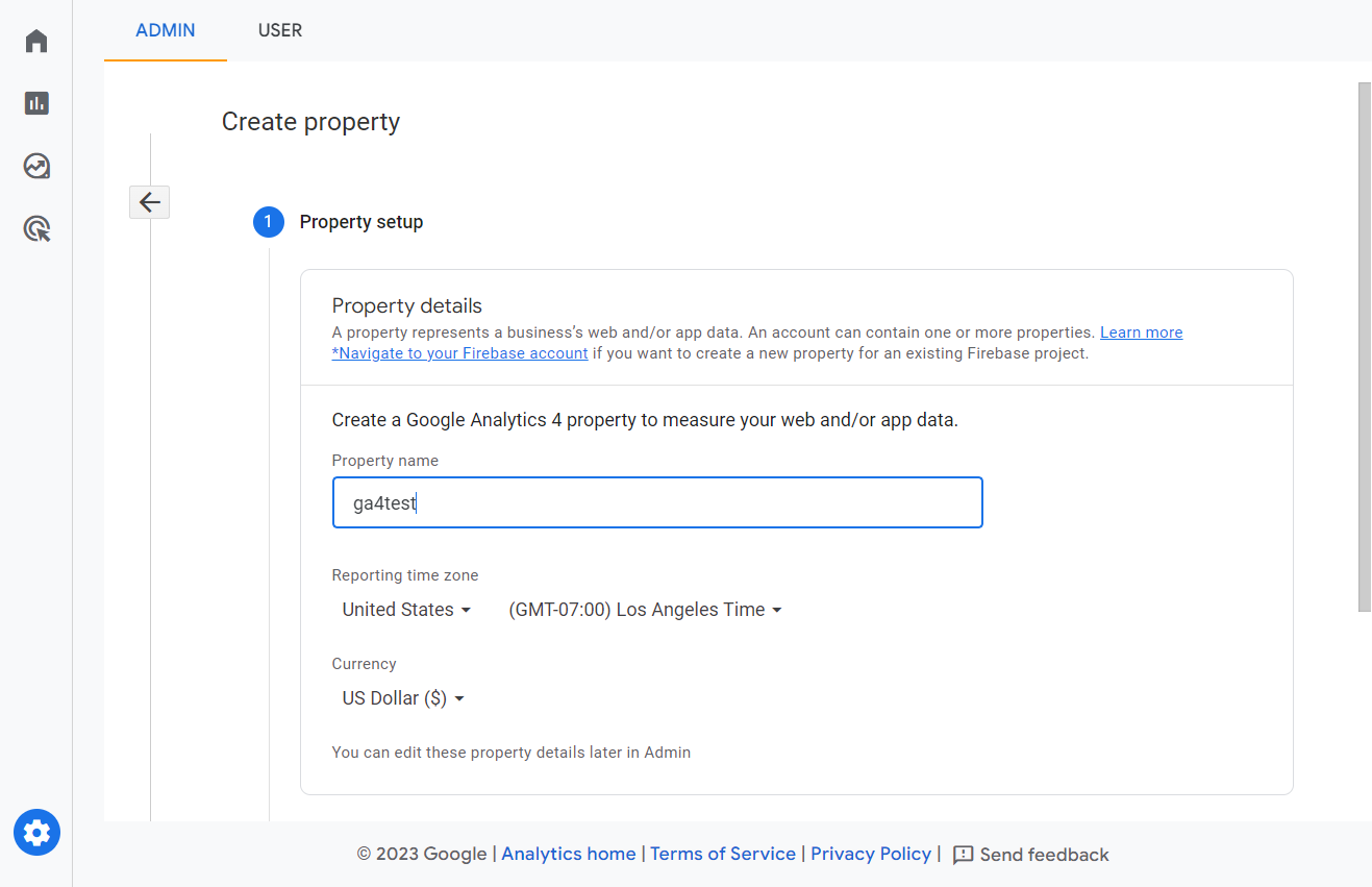 Property setup ga4