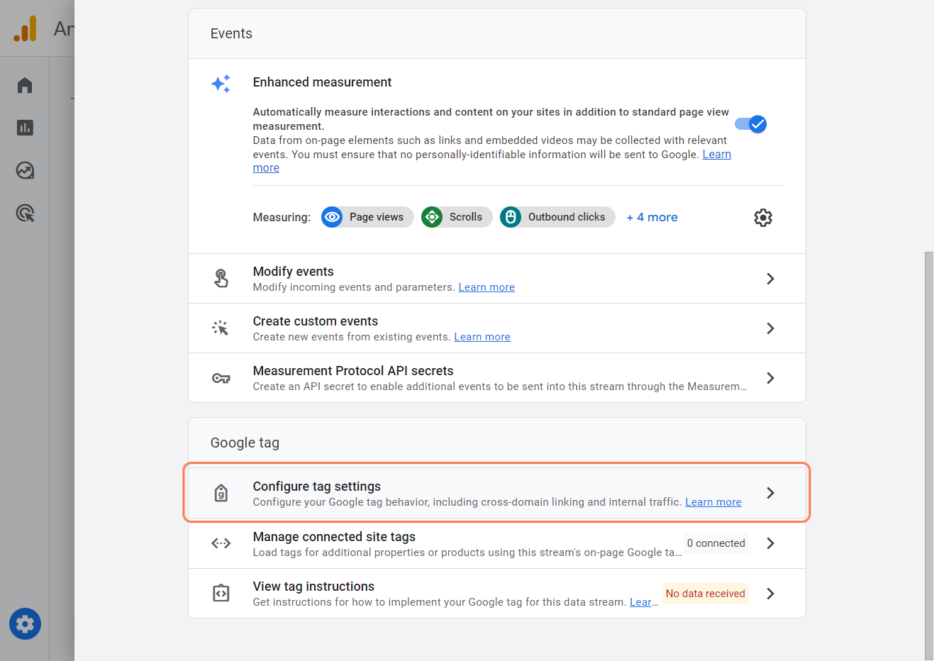 Config tag settings