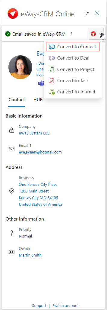 Convert to contact