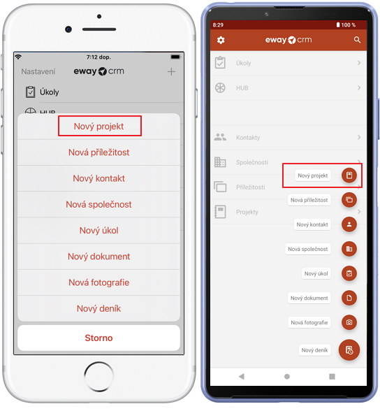 Nový projekt v eWay-CRM Mobile