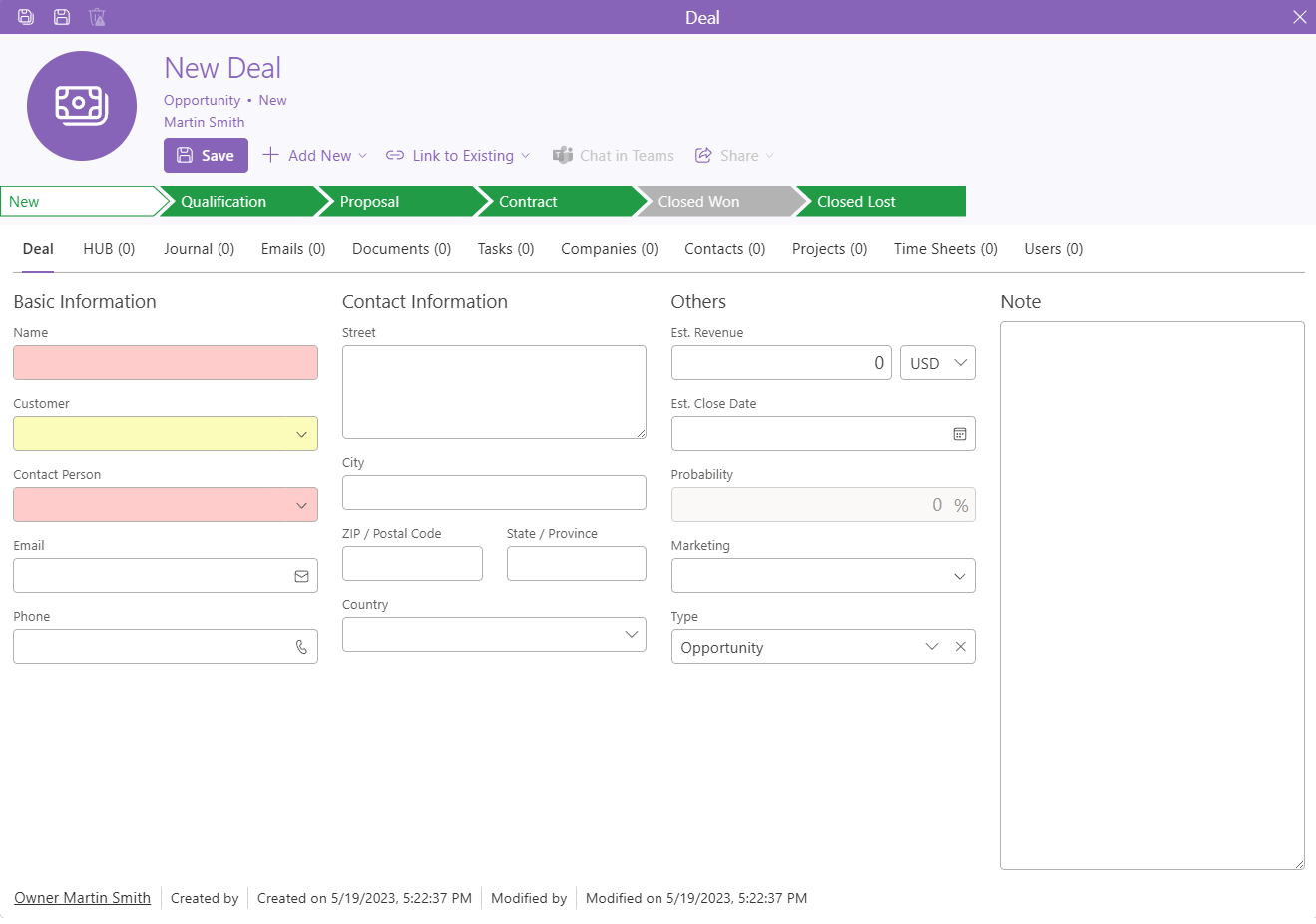 Deal dialog