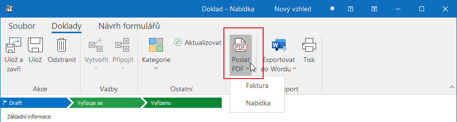 Exportovat dokladu do PDF