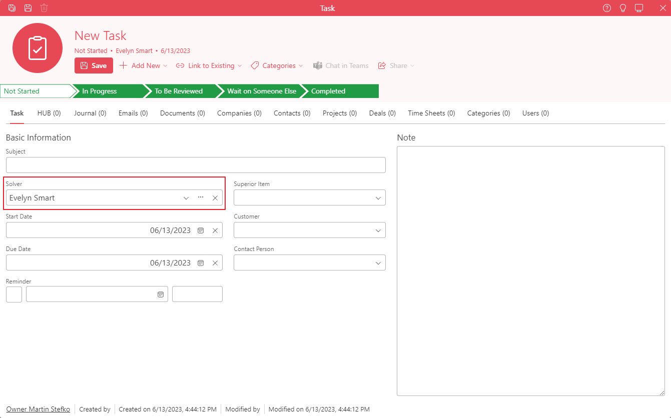 Task With Changed Solver