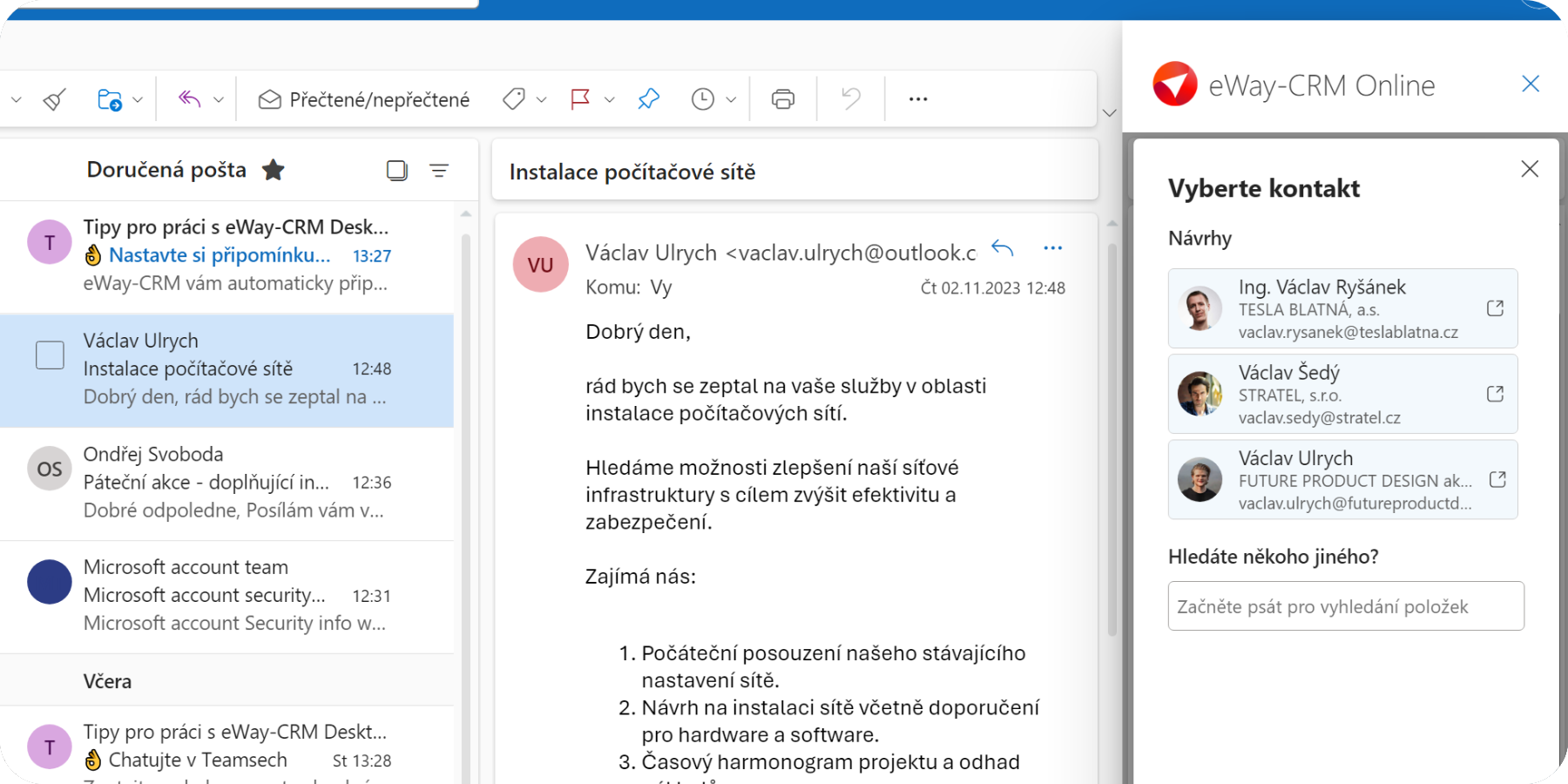 Přidat e-mailovou adresu k existujícímu kontaktu