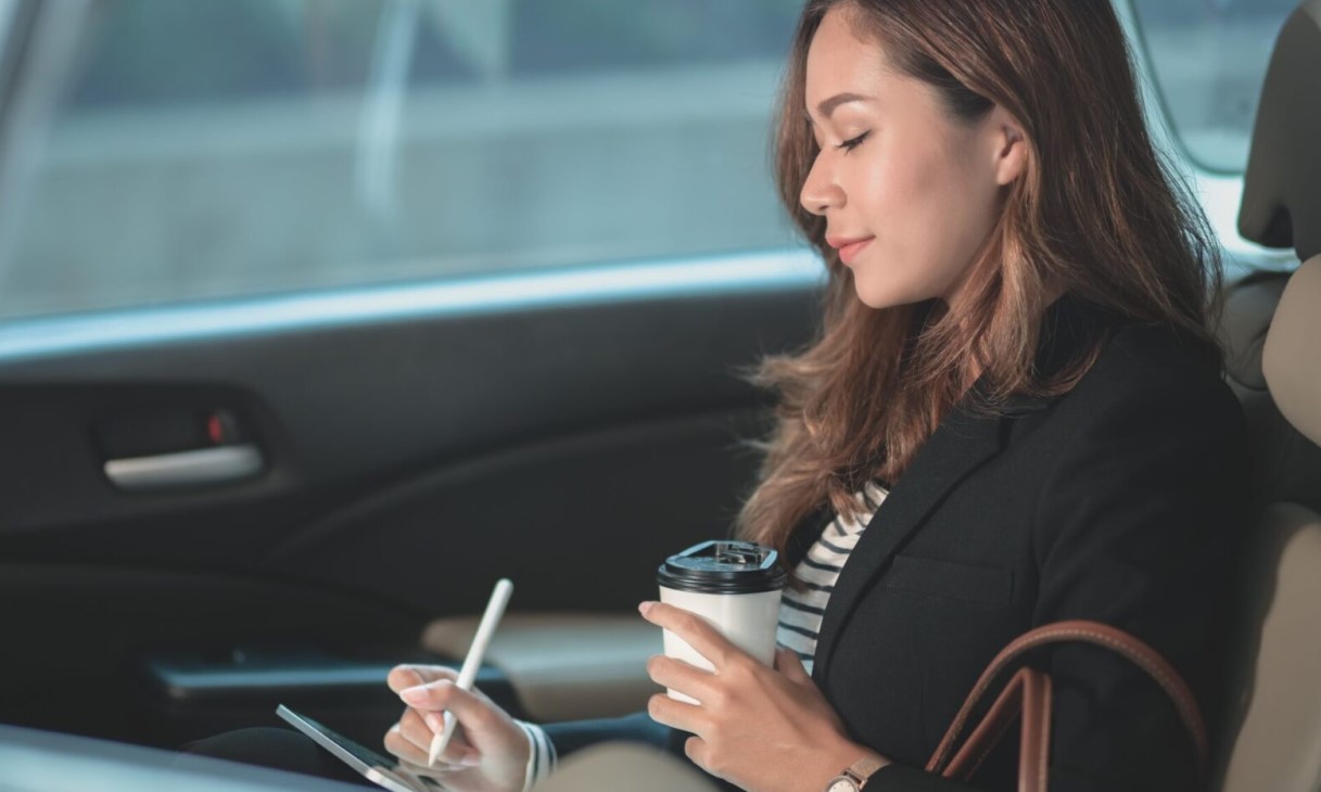 woman working in a car