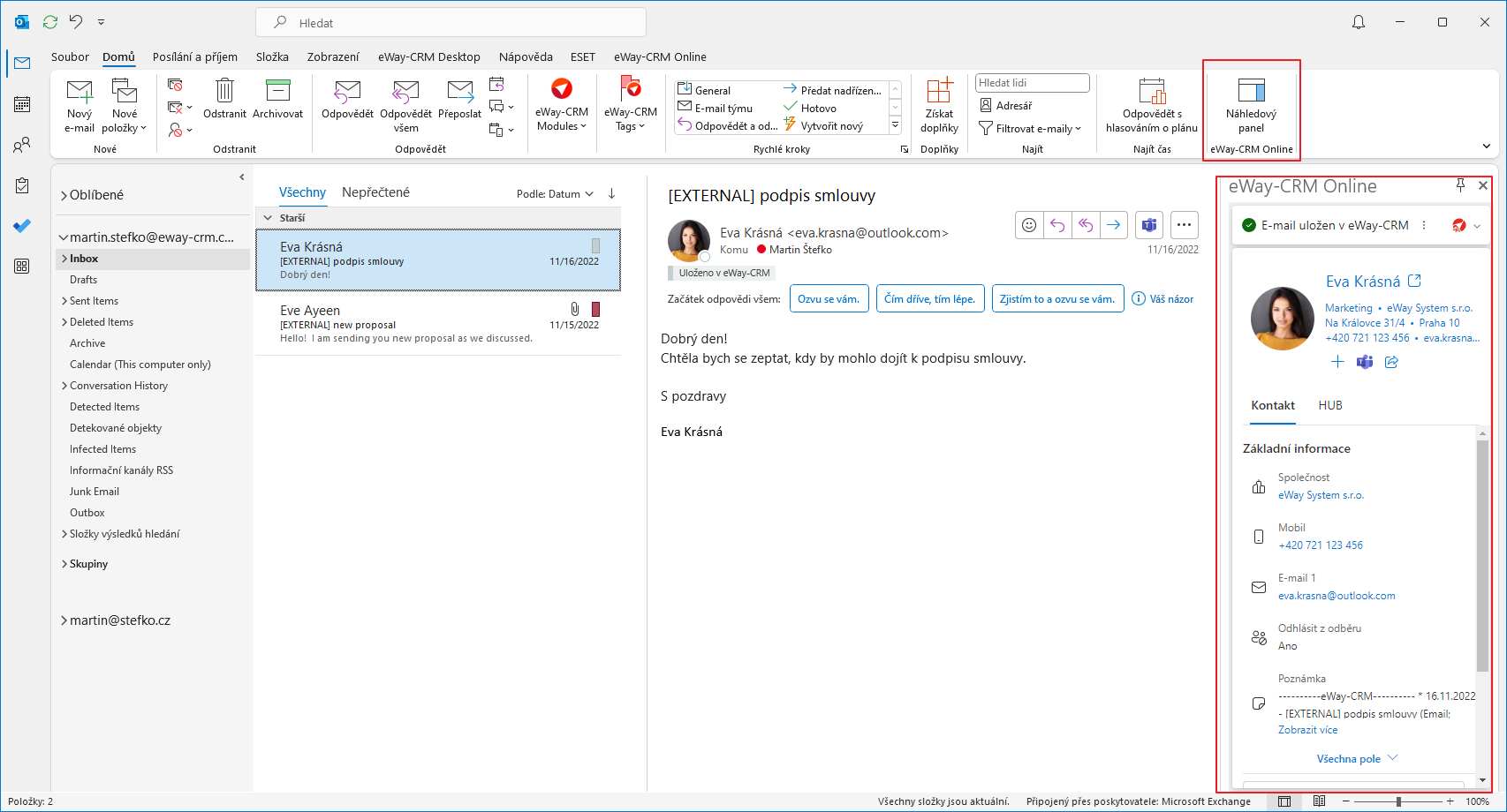 eWay-CRM Online v Outlook Desktop