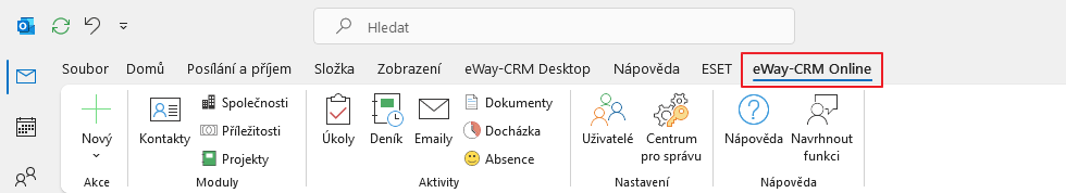Záložka eWay-CRM Online