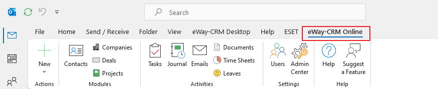 eWay-CRM Online tab