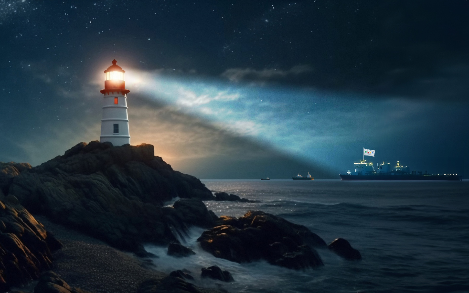 Lighthouse Guiding Ships