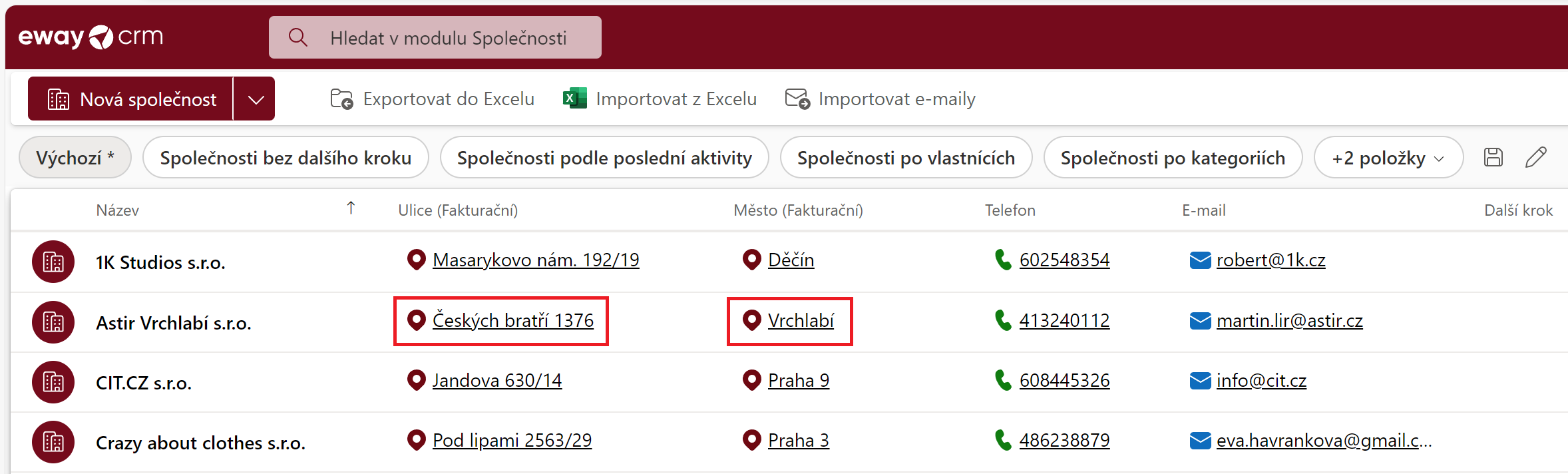 Odkazy v seznamu