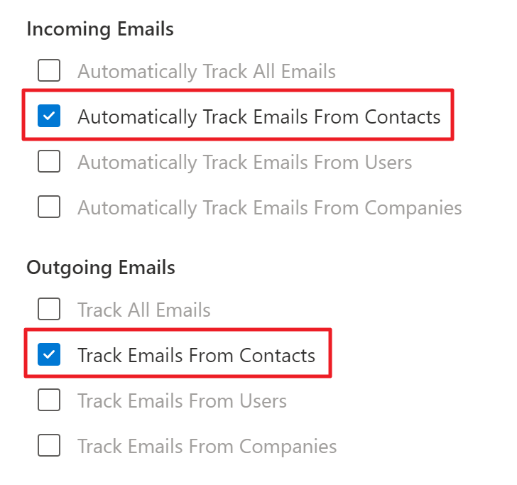 Set Email Tracking for Contacts