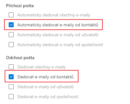 Nastavte pravidla pro sledování e-mailů