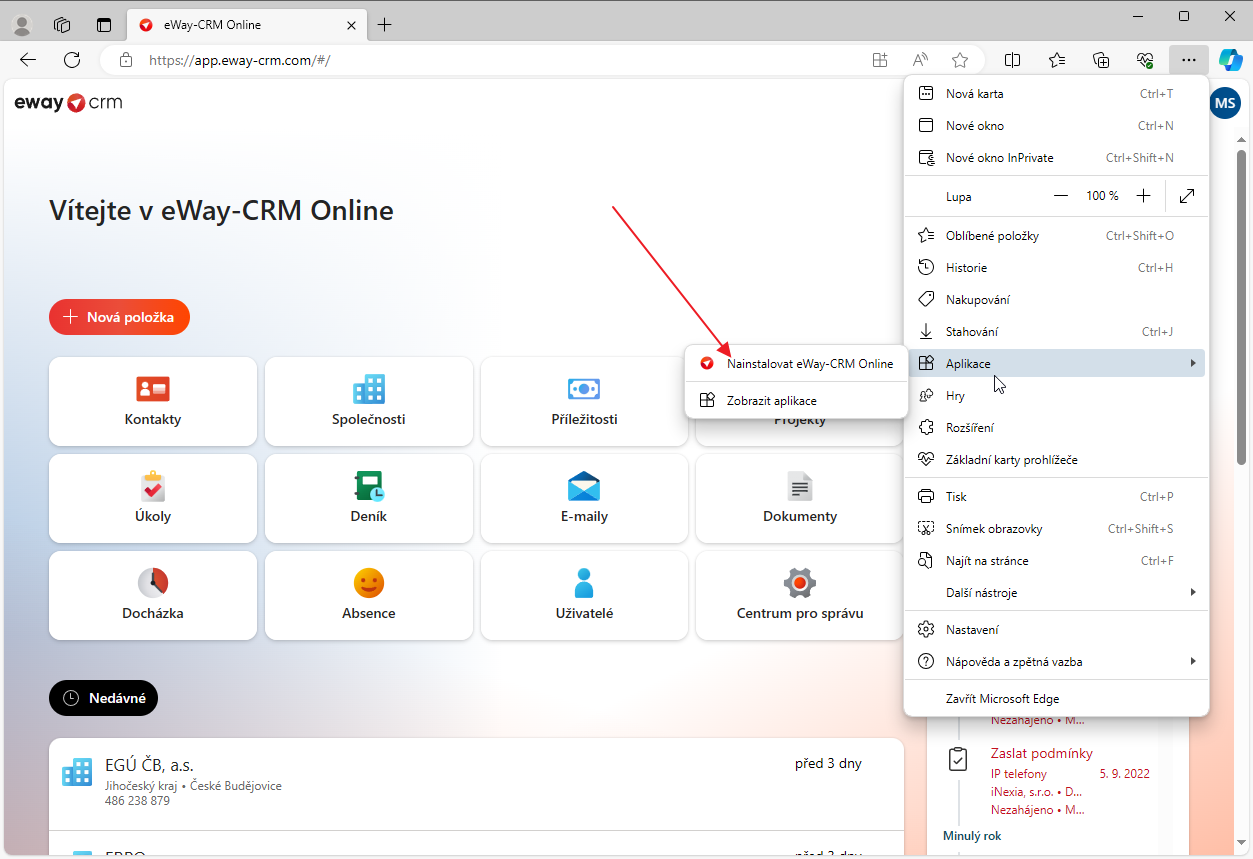 Instalovat eWay-CRM Online