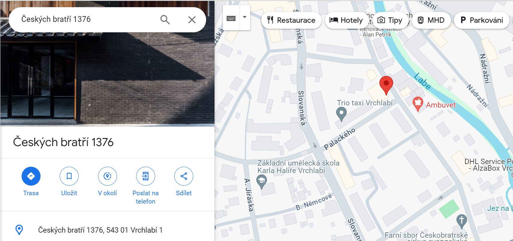 Zobrazení společnosti na mapě