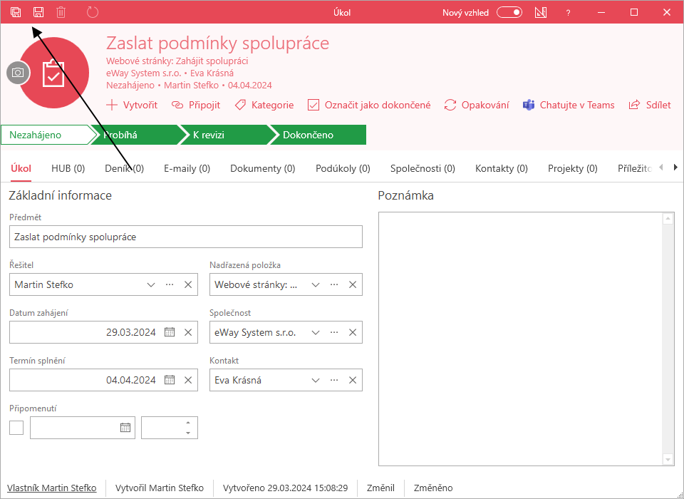 Uložit podúkol