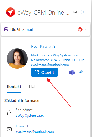 Upravit položku v eWay-CRM pro Microsoft 365