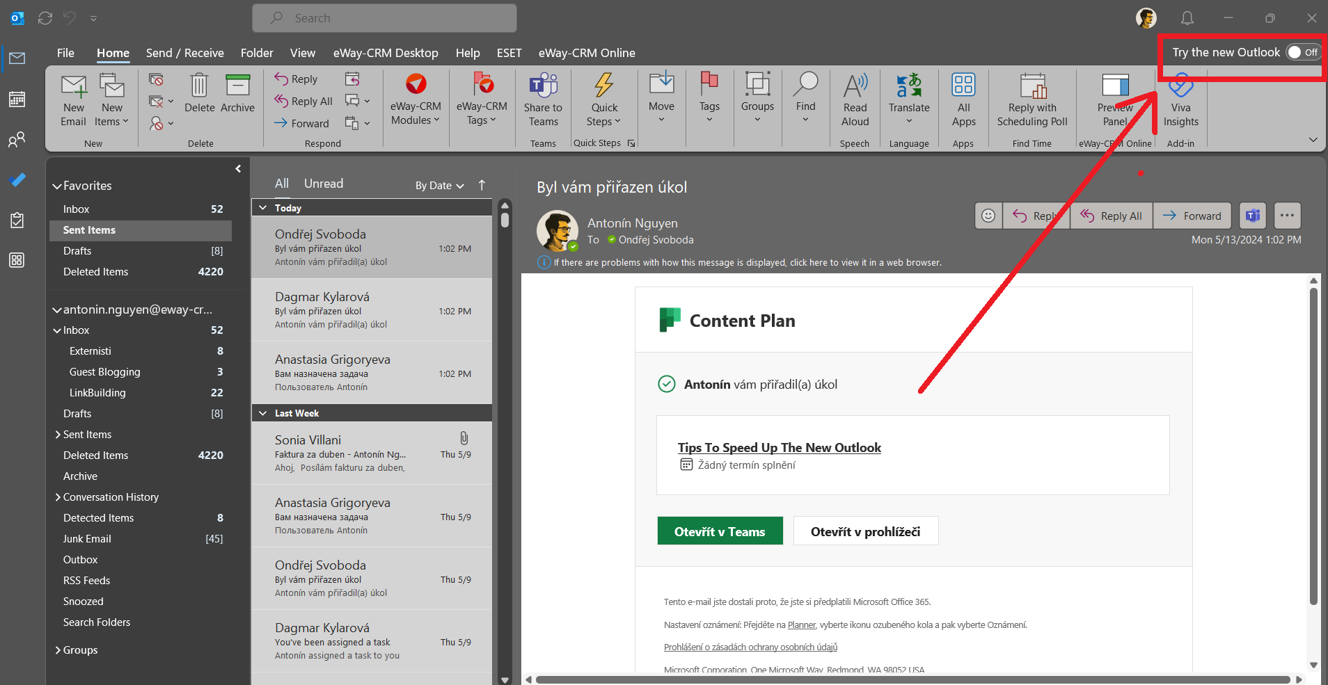 new outlook switch