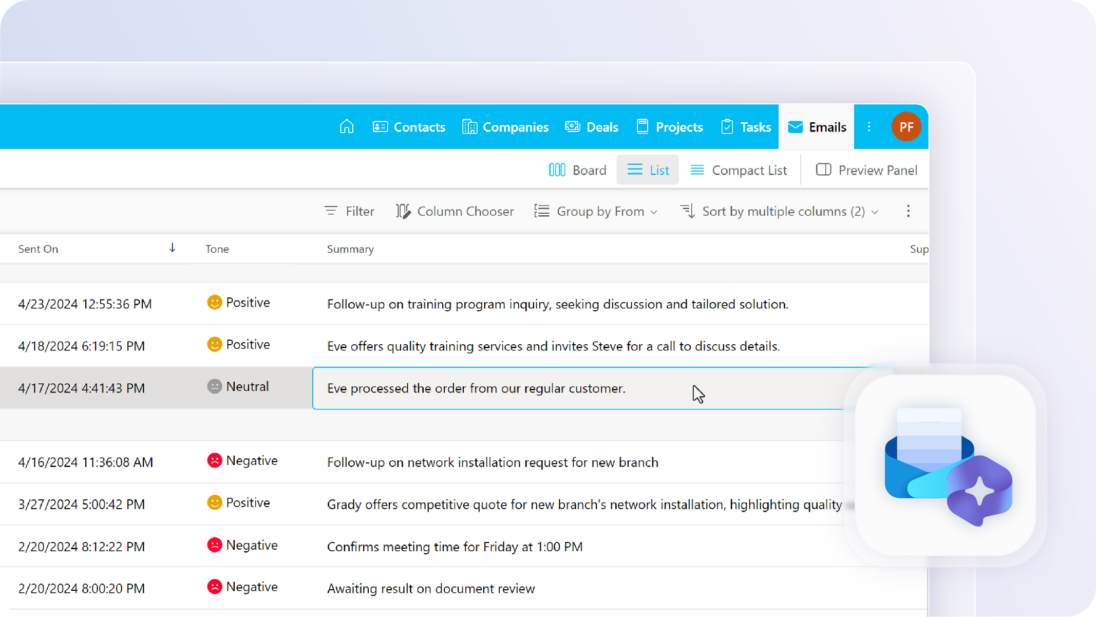eWay-CRM 9 - AI email summarization
