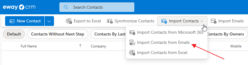 Import contacts from emails