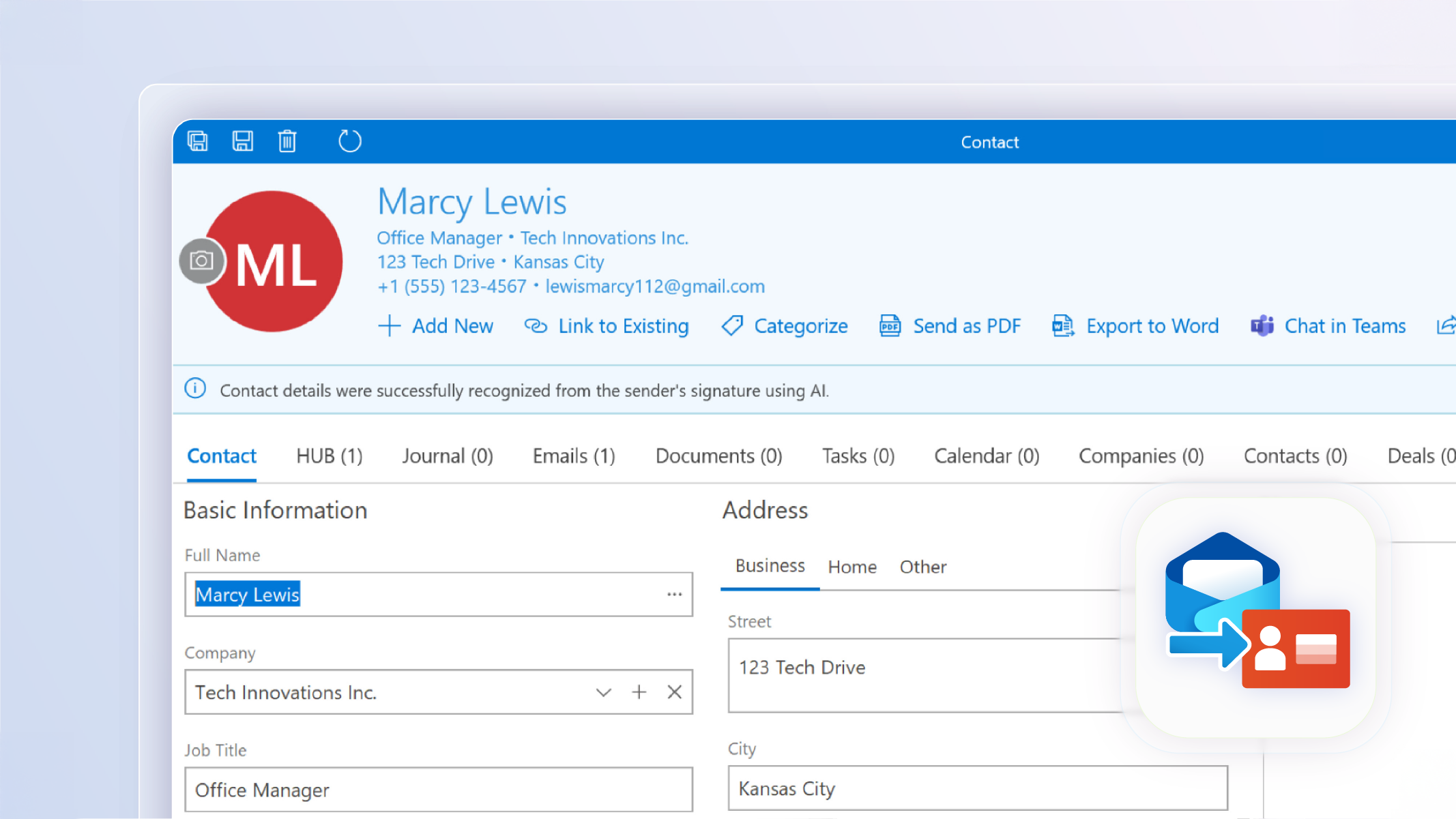 EN - convret email into contact