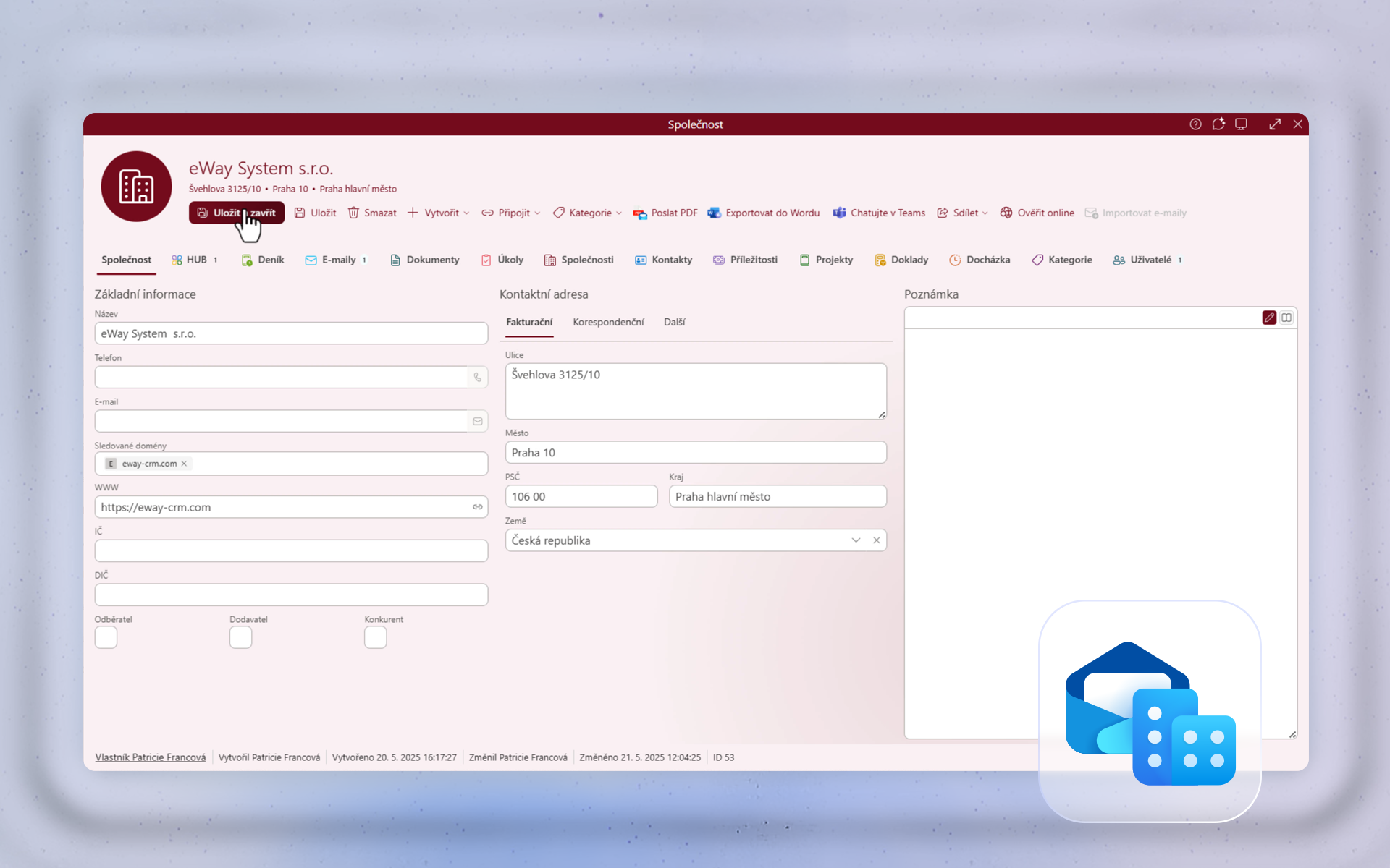 automatické ukládání emailů podle domény