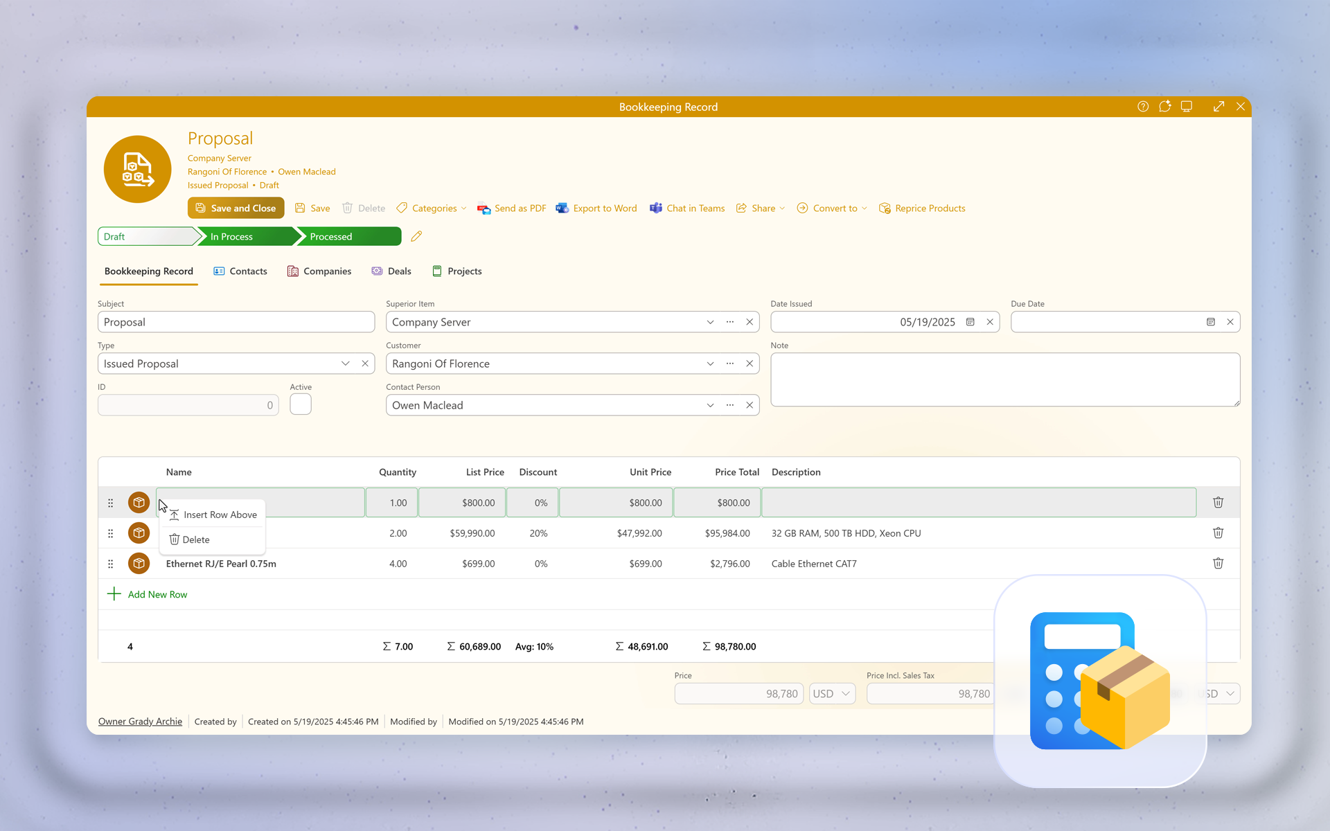 Bookkeeping Records