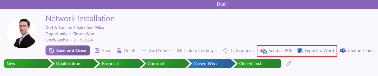 Export to Word - dialog