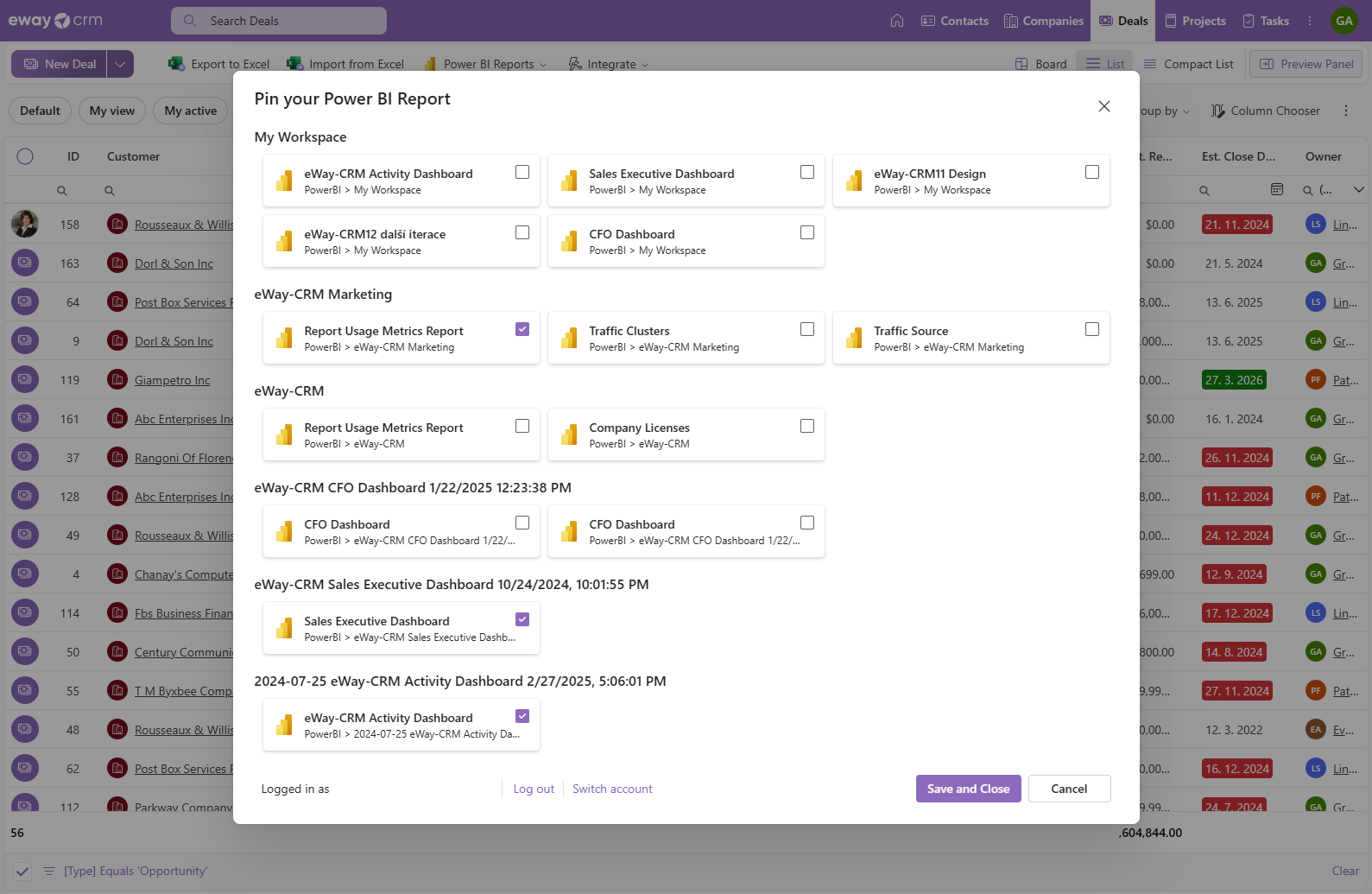 Select reports