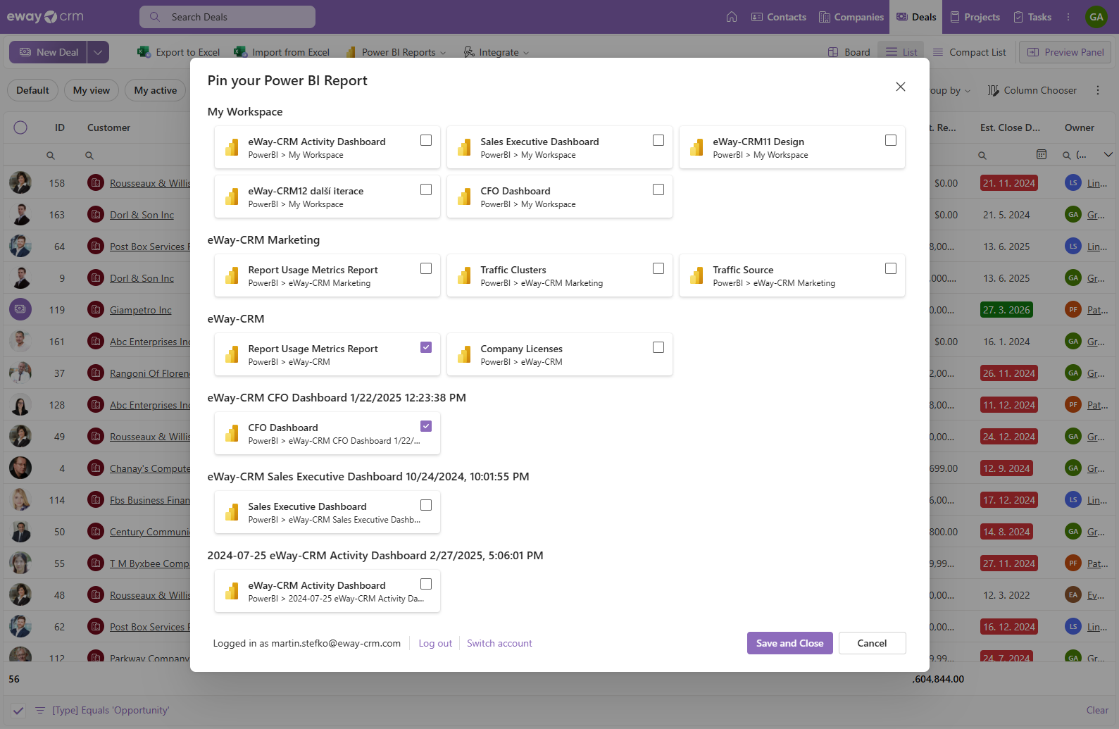 Select reports
